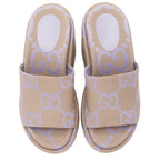 Gucci Jumbo GG Canvas Platform Wedge Slides - Size 7 / 37 (SHF-th537h)