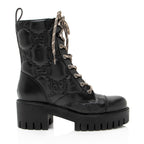 Gucci Jumbo GG Leather Combat Boots - Size 7 / 37