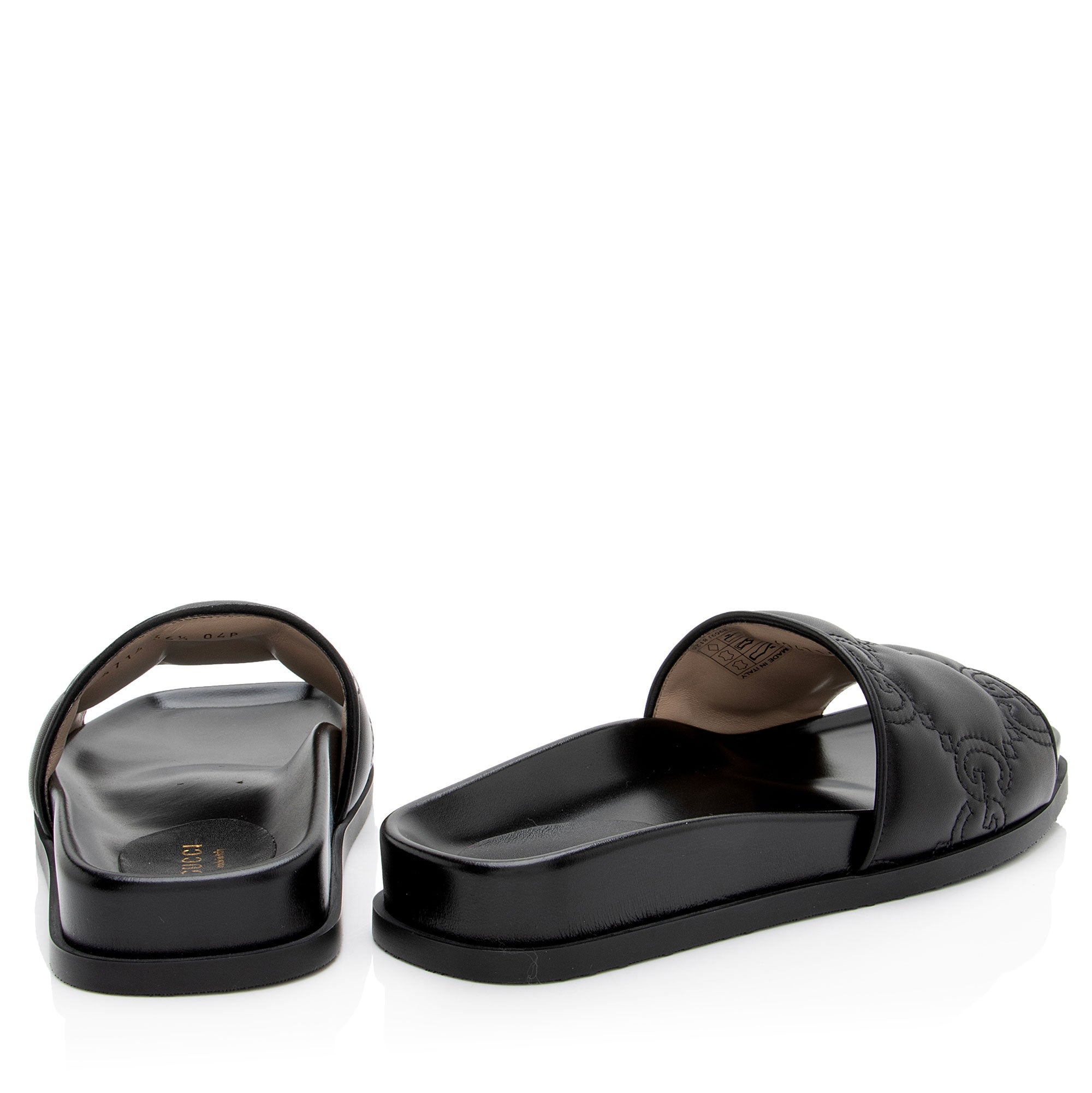 Gucci Jumbo GG Leather Slides - Size 6.5 / 36.5