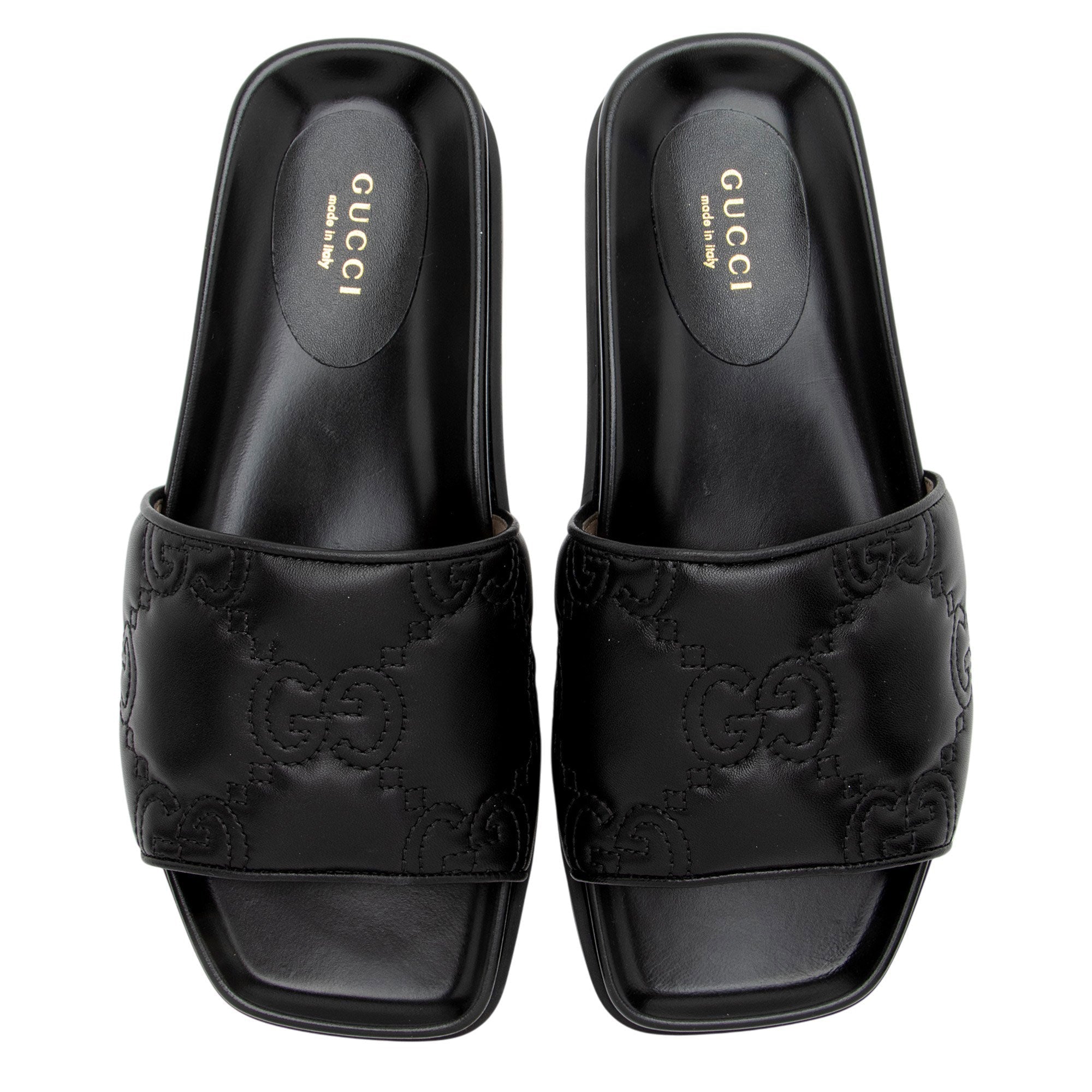 Gucci Jumbo GG Leather Slides - Size 6.5 / 36.5