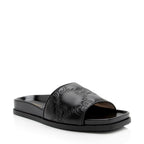 Gucci Jumbo GG Leather Slides - Size 6.5 / 36.5