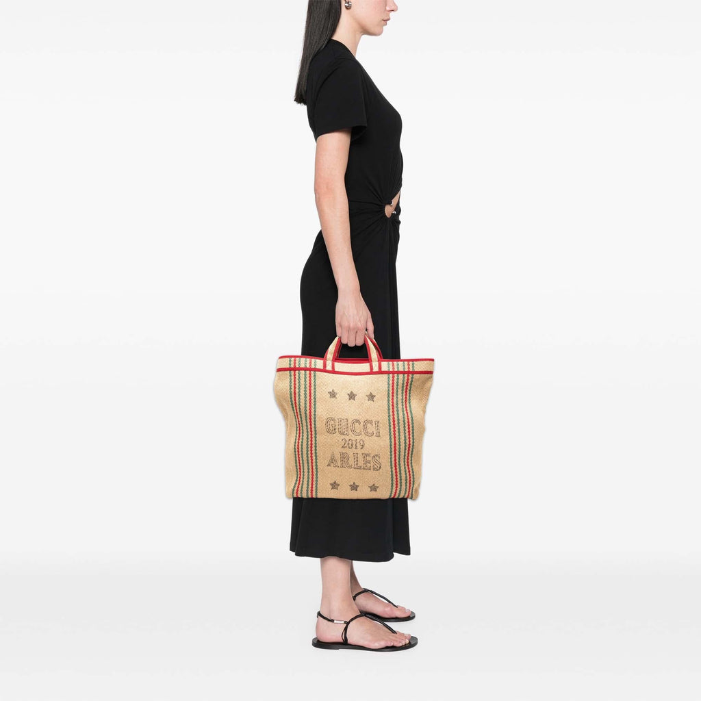 Gucci Jute Arles Printed Tote