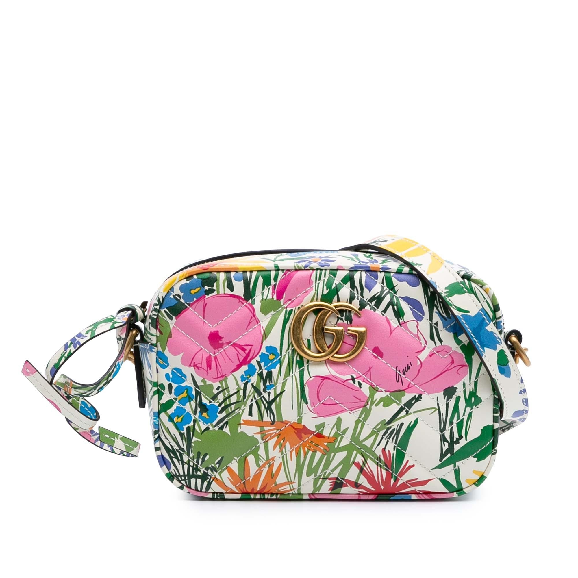Gucci Ken Scott Mini GG Marmont Floral Printed Matelasse Leather Crossbody