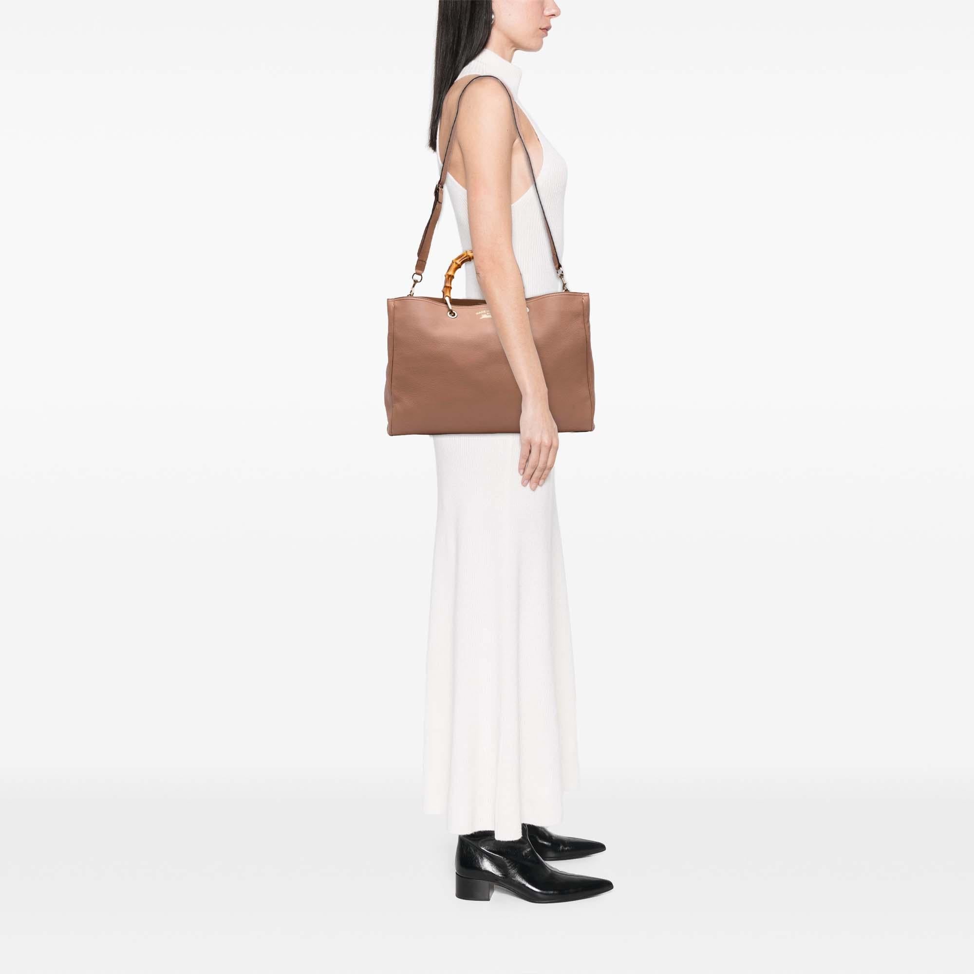 Gucci Large Calfskin Bamboo Shopper Satchel