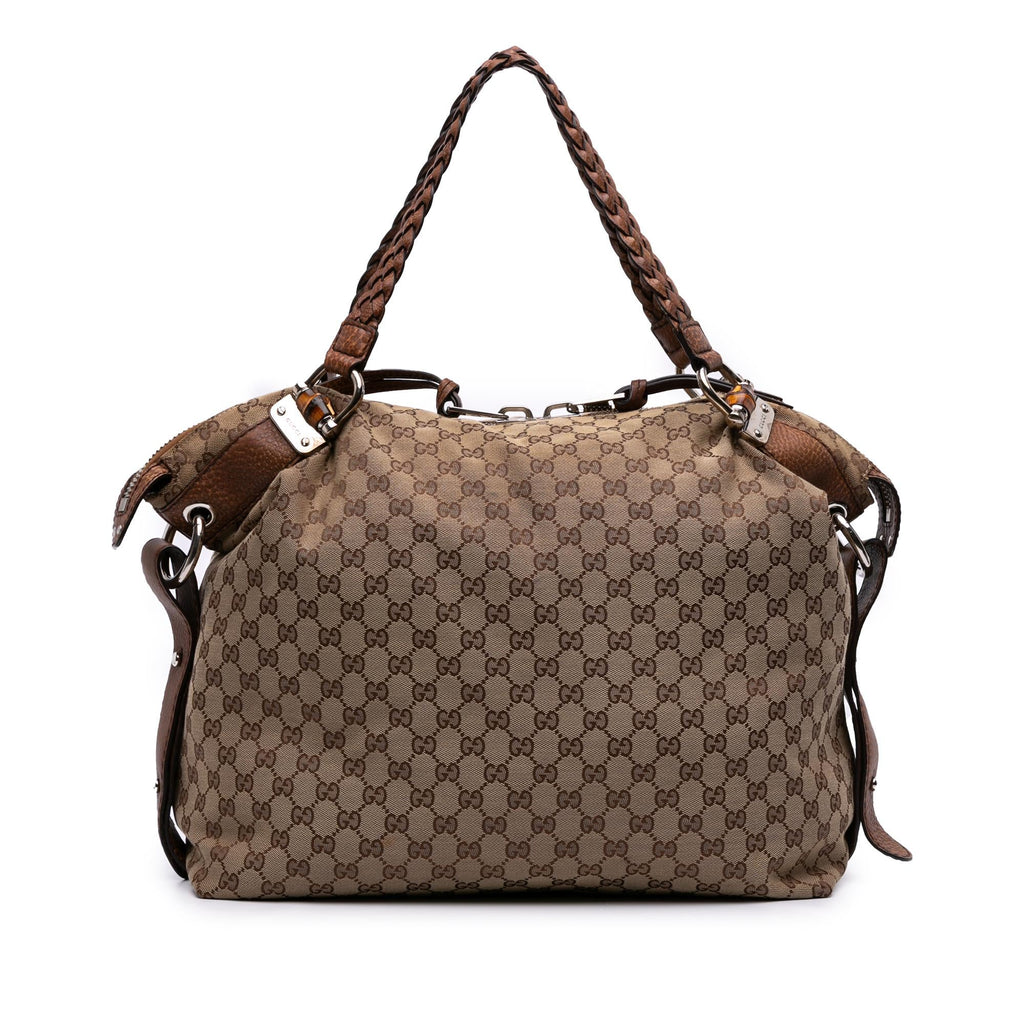 Gucci Large GG Canvas Bamboo Bar Tote