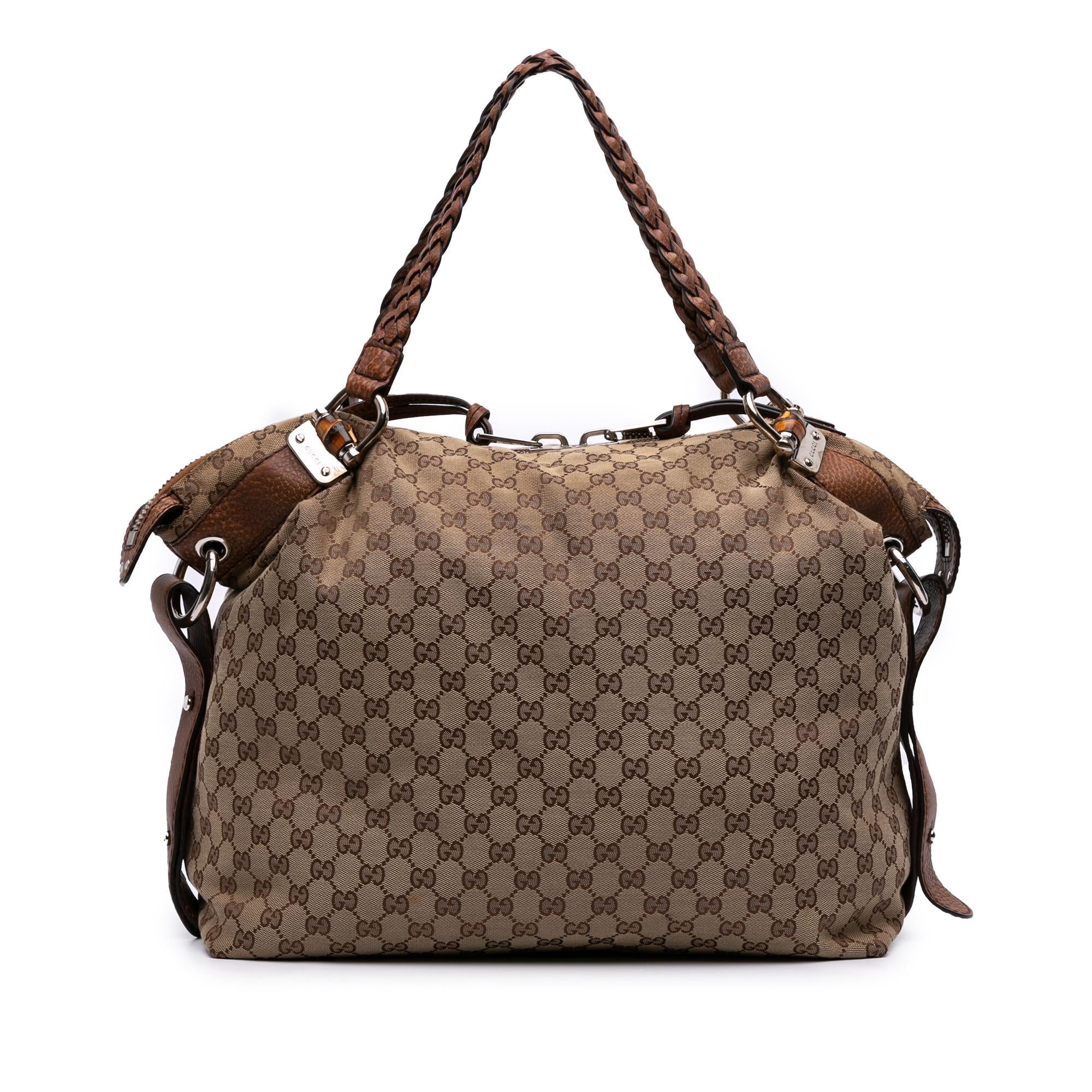 Gucci Large GG Canvas Bamboo Bar Tote