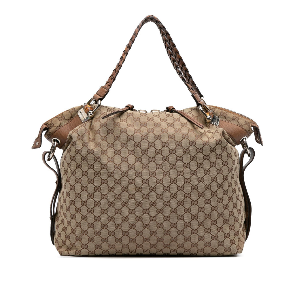 Gucci Large GG Canvas Bamboo Bar Tote