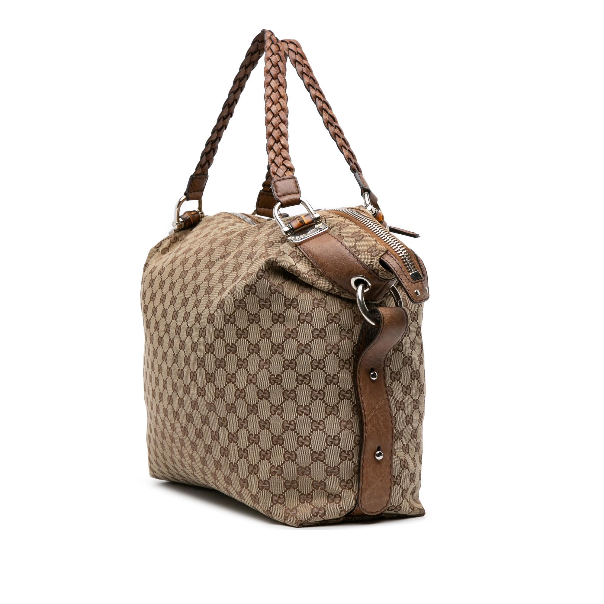 Gucci Large GG Canvas Bamboo Bar Tote