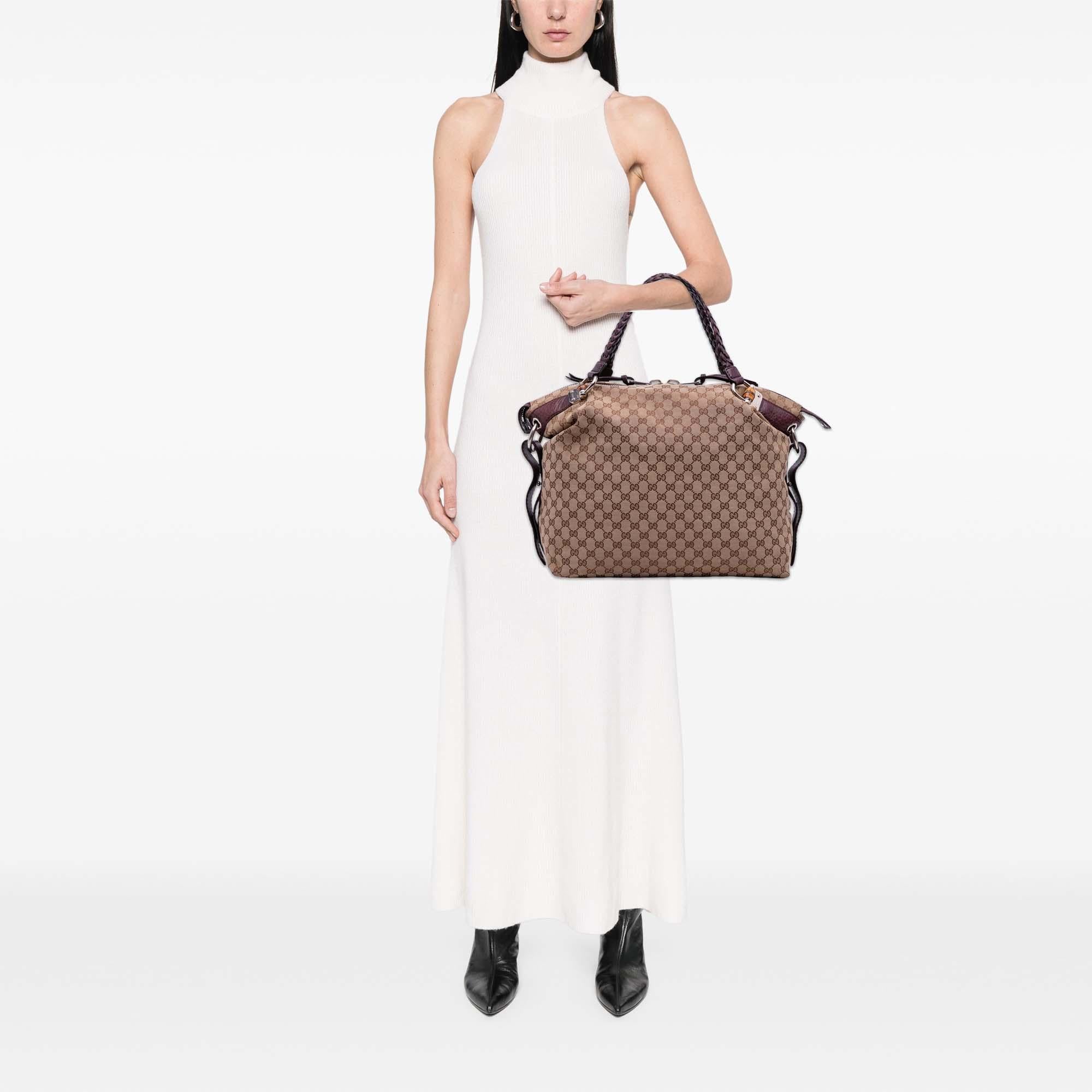 Gucci Large GG Canvas Bamboo Bar Tote