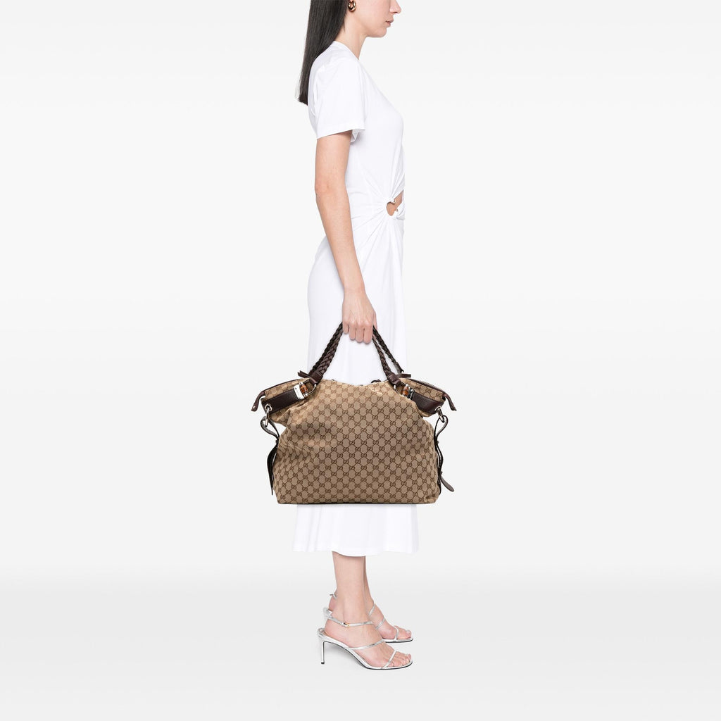 Gucci Large GG Canvas Bamboo Bar Tote