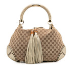 Gucci Large GG Canvas Bamboo Indy Hobo
