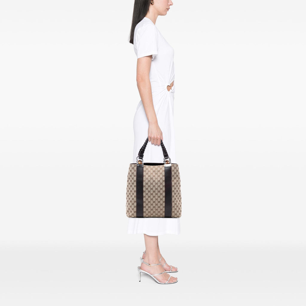 Gucci Large GG Canvas Bamboo Libeccio Tote