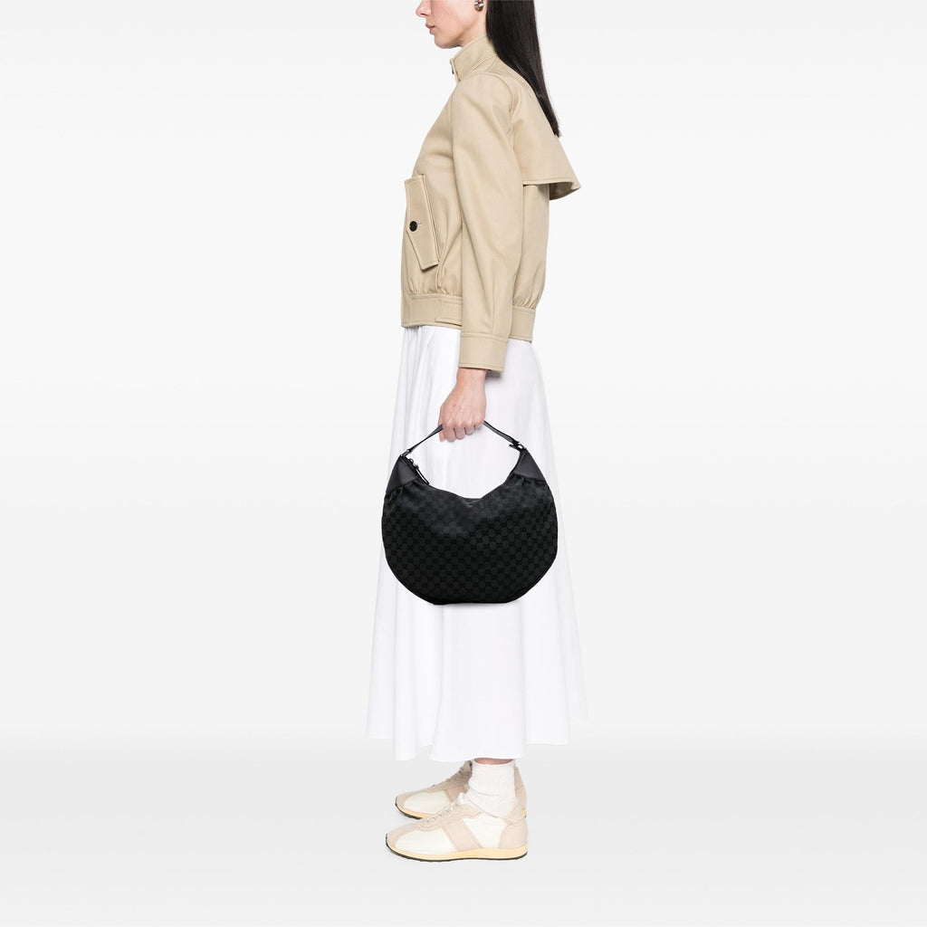 Gucci Large GG Canvas Half Moon Hobo