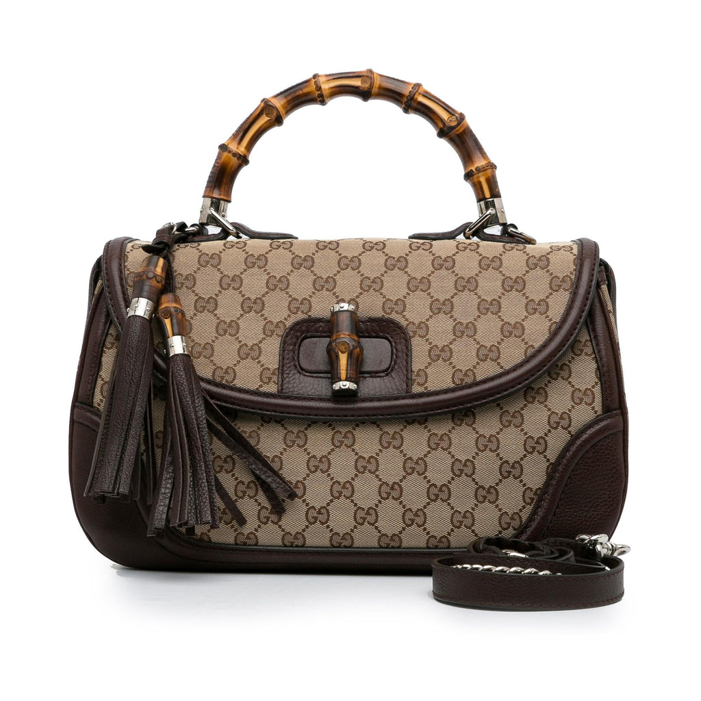 Gucci Large GG Canvas New Bamboo Satchel (SHG-rWP7tz)
