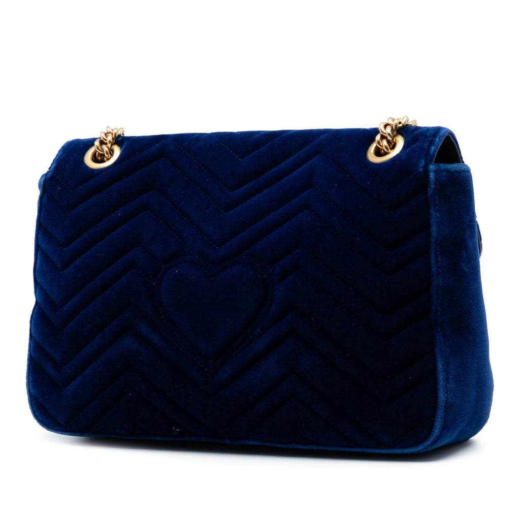 Gucci Large GG Marmont Matelasse Velvet Shoulder Bag