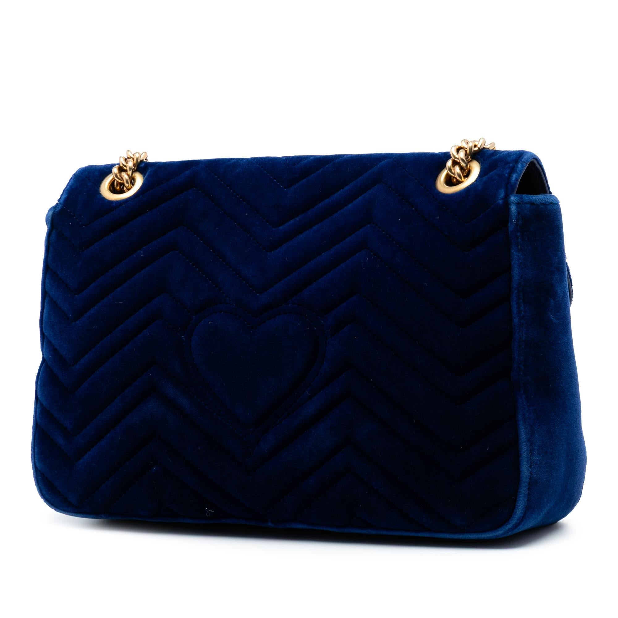 Gucci Large GG Marmont Matelasse Velvet Shoulder Bag