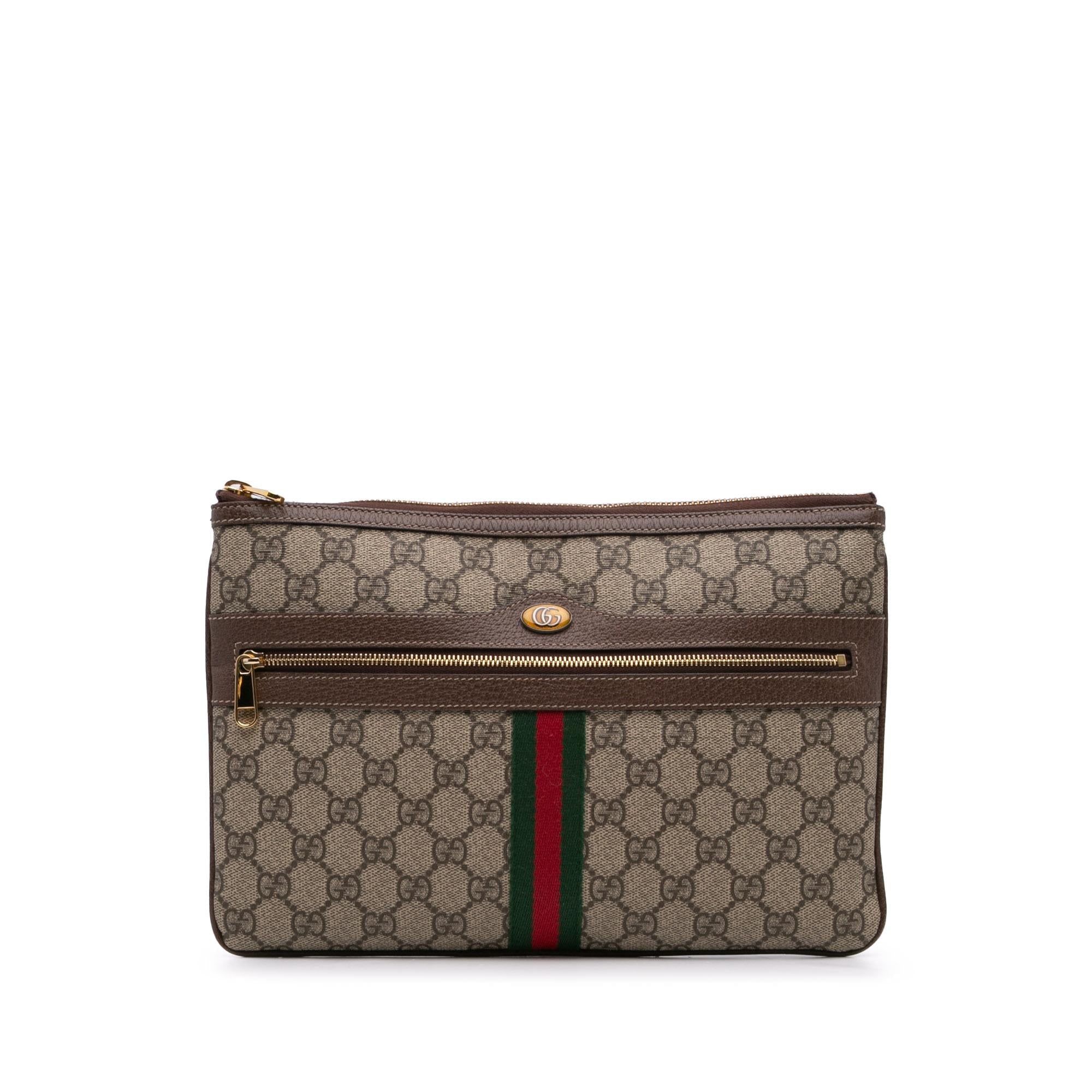 Gucci Large GG Supreme Ophidia Web Clutch