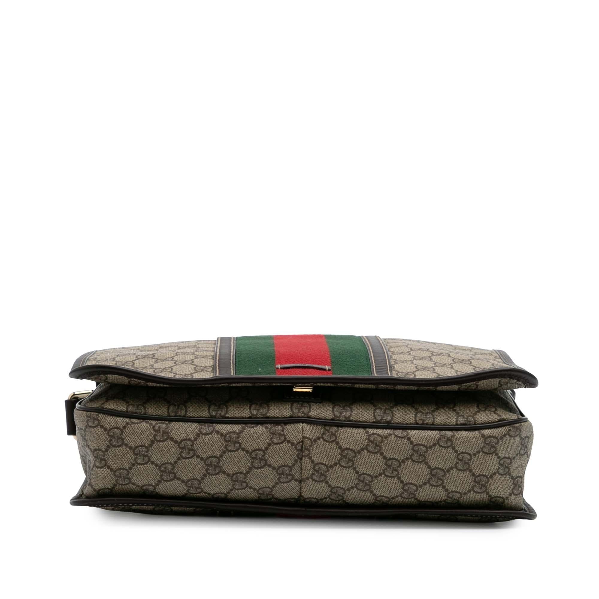 Gucci Large GG Supreme Web Flap Messenger Bag