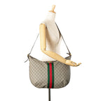 Gucci Large GG Supreme Web Ophidia Half Moon Hobo