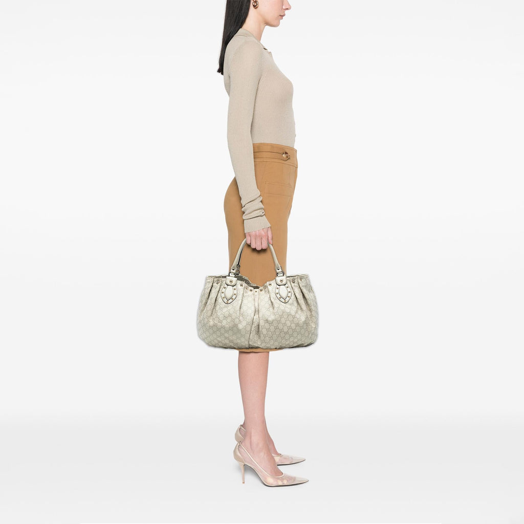 Gucci Large Guccissima Studded Pelham Tote