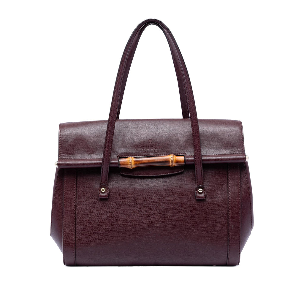 Gucci Large Leather Bamboo Bullet Tote