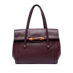 Gucci Large Leather Bamboo Bullet Tote