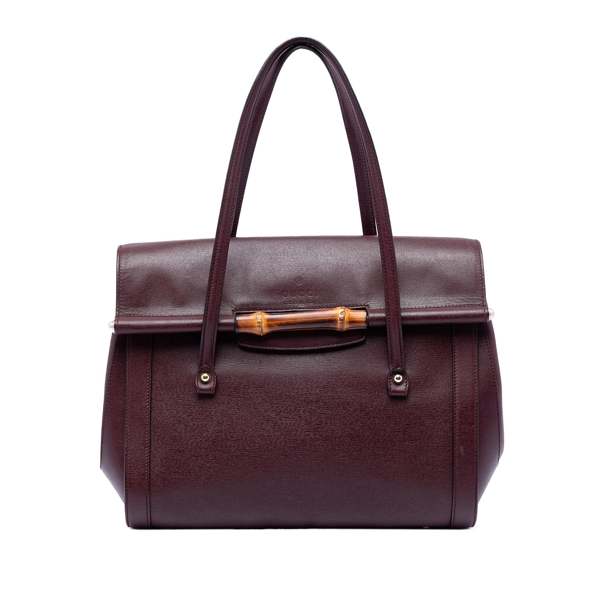 Gucci Large Leather Bamboo Bullet Tote
