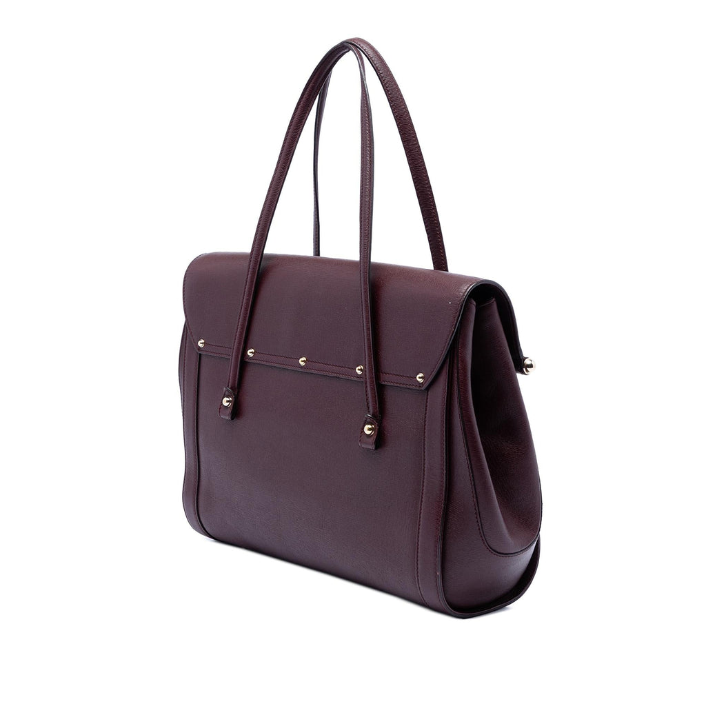 Gucci Large Leather Bamboo Bullet Tote