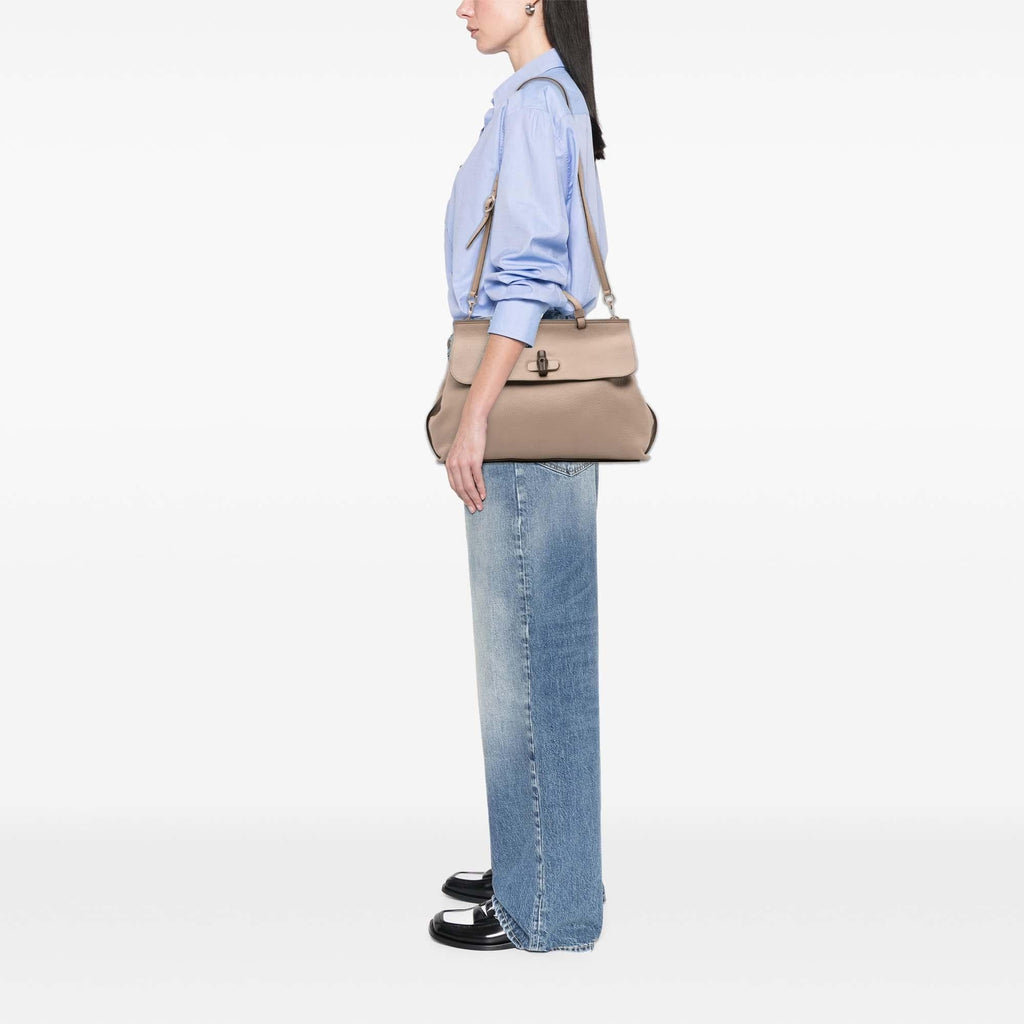 Gucci Large Leather Bamboo Daily Satchel