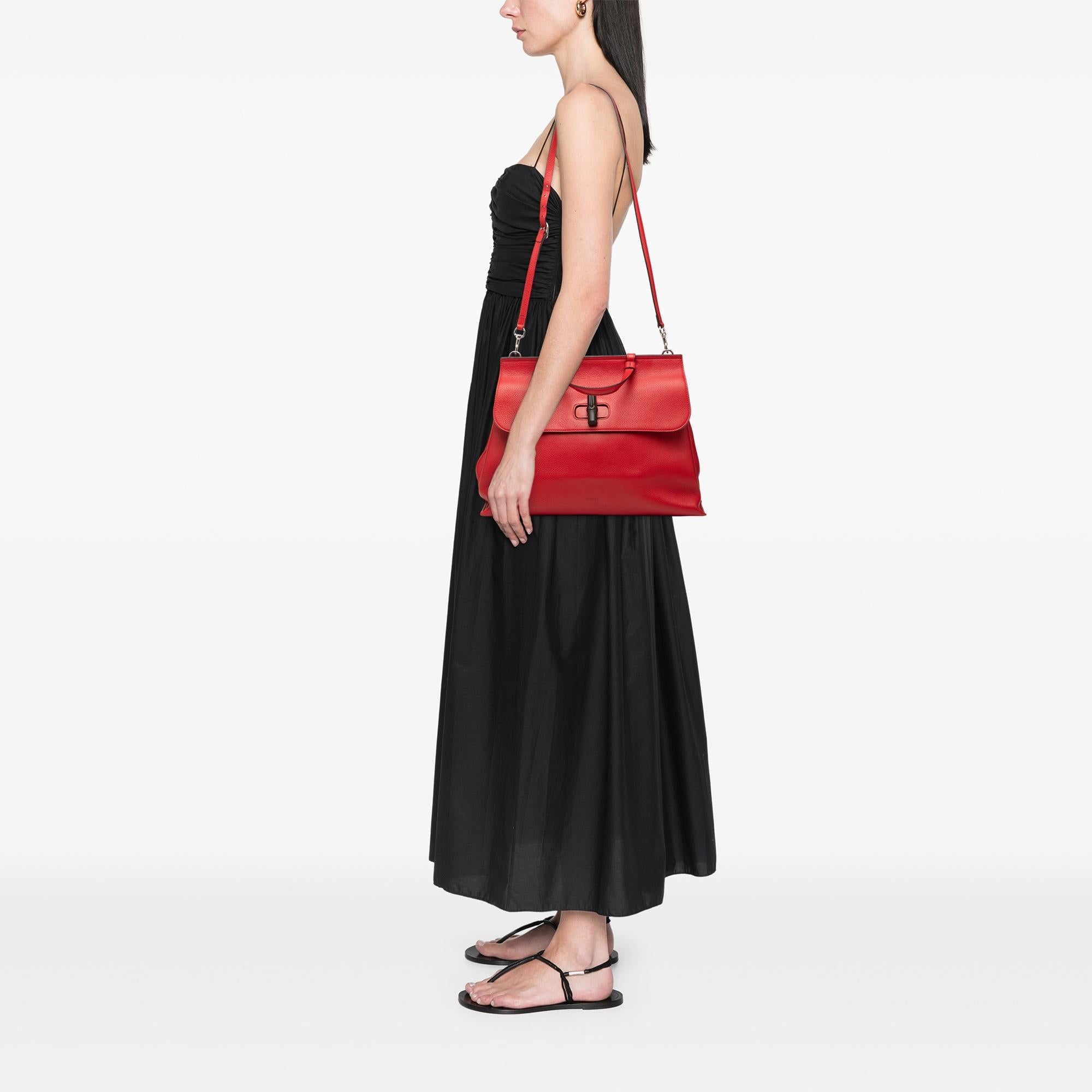 Gucci Large Leather Bamboo Daily Satchel