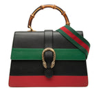 Gucci Large Leather Bamboo Dionysus Web Satchel