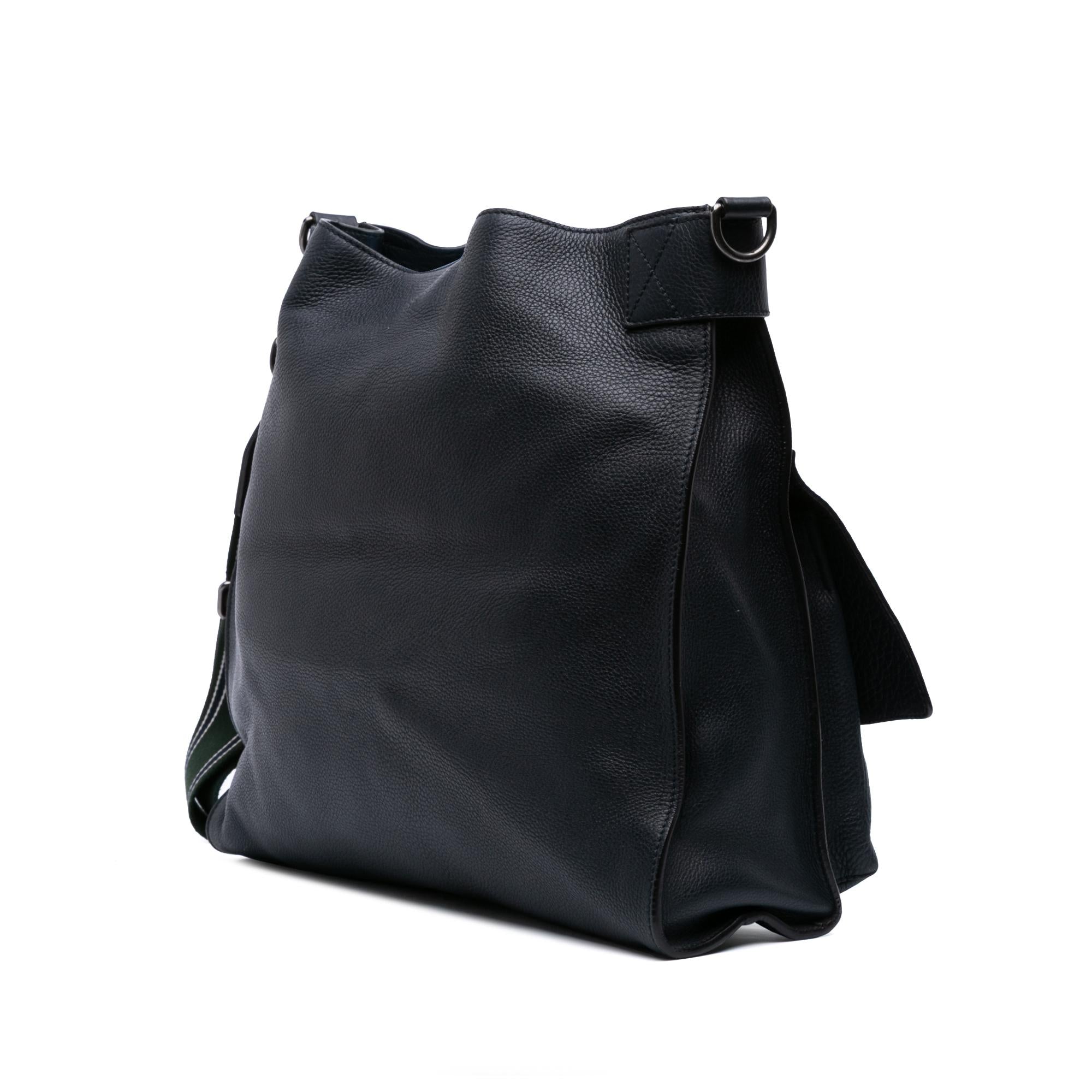 Gucci Large Leather Bamboo Double Pocket Messenger Bag