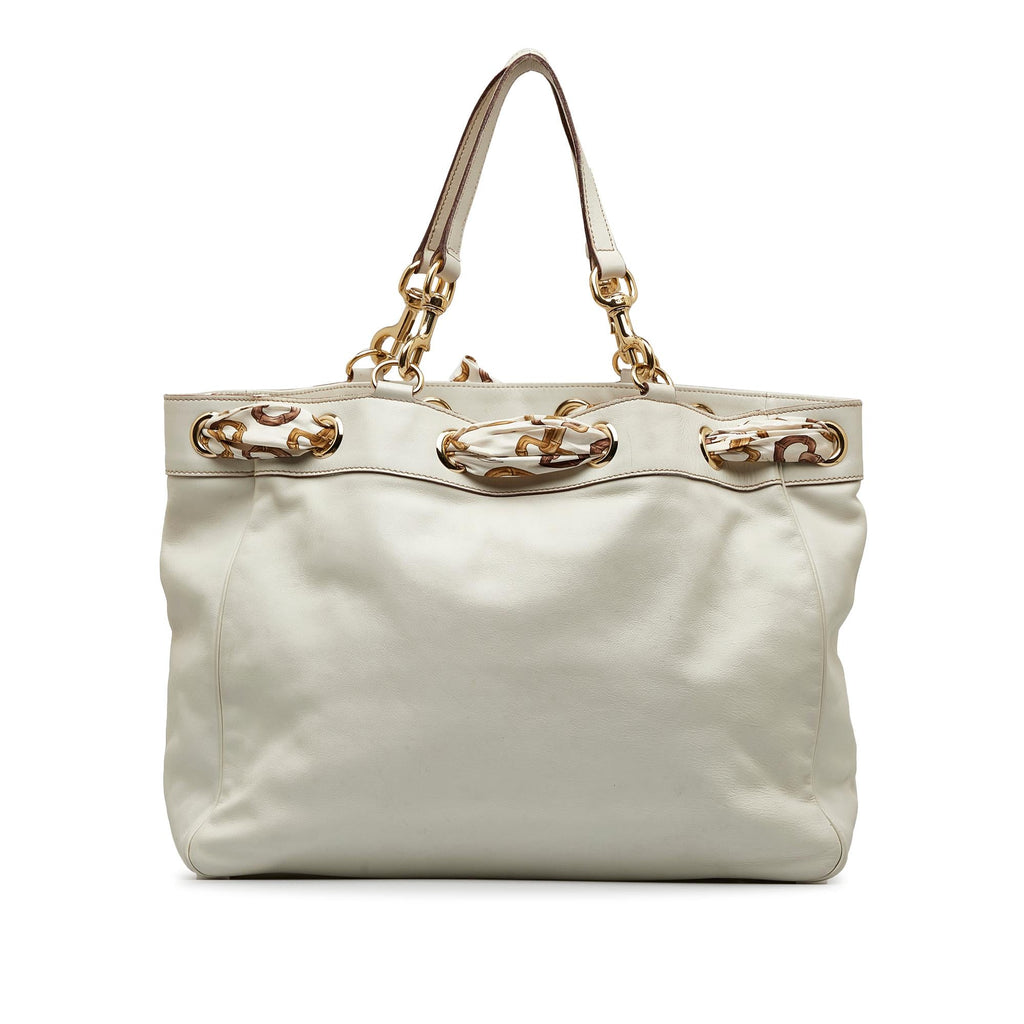 Gucci Large Leather Positano Scarf Tote (SHG-EgnKIT)