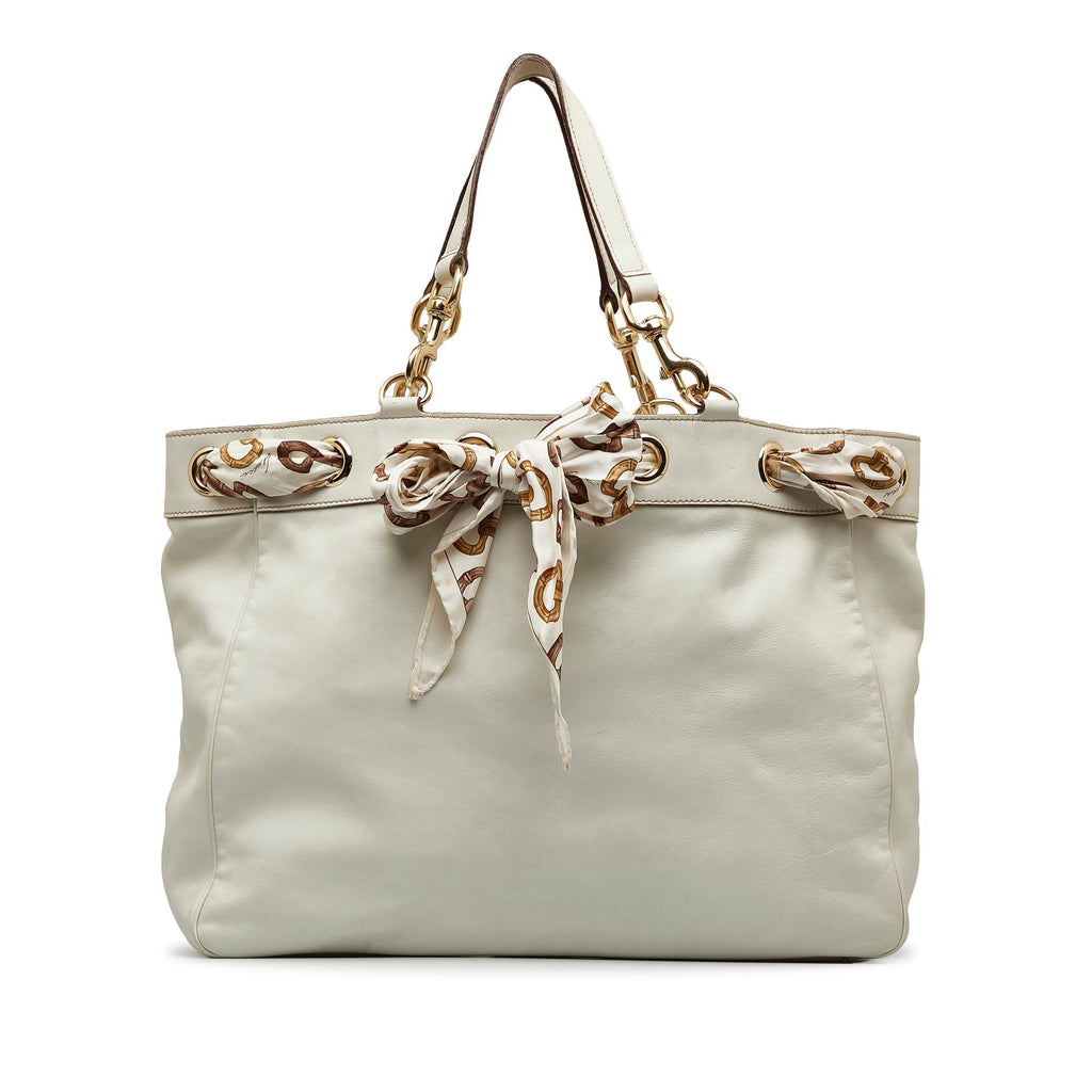Gucci Large Leather Positano Scarf Tote (SHG-EgnKIT)