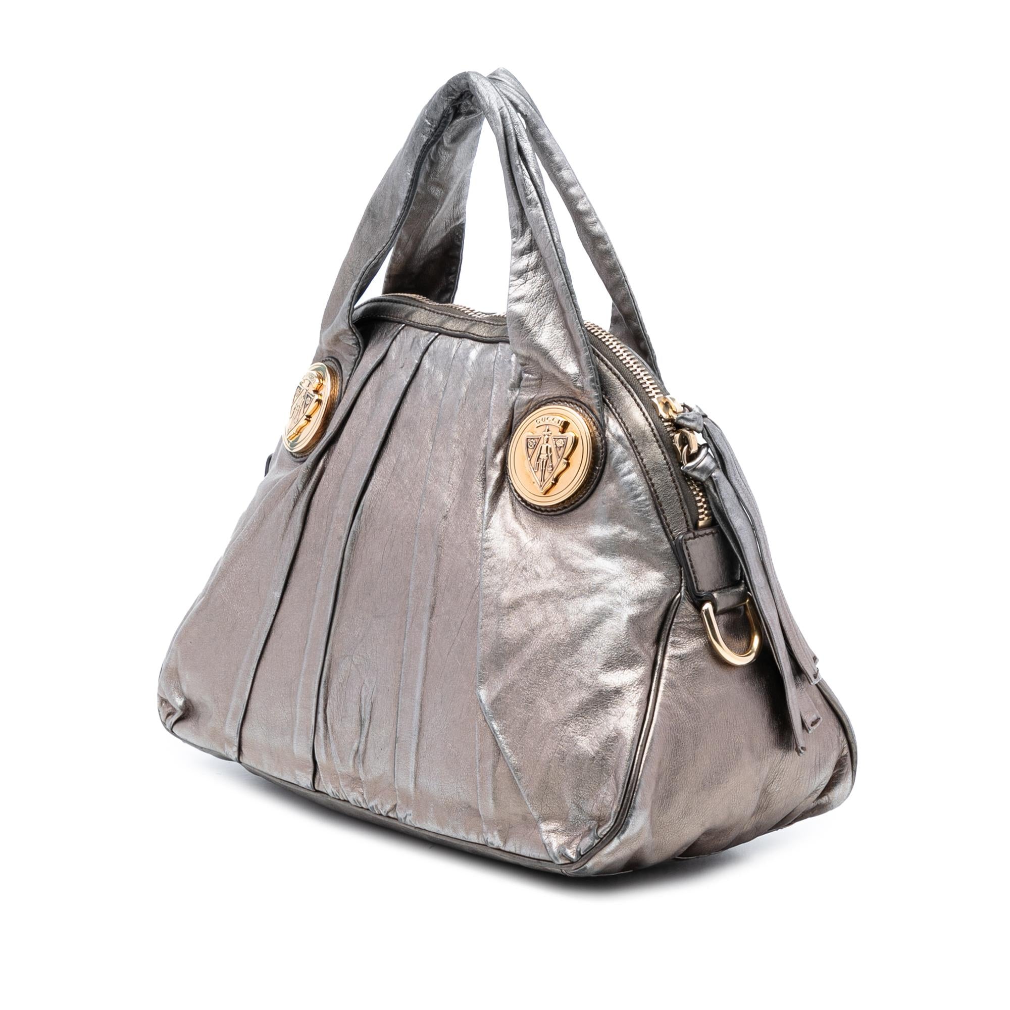Gucci Large Metallic Leather Hysteria Satchel