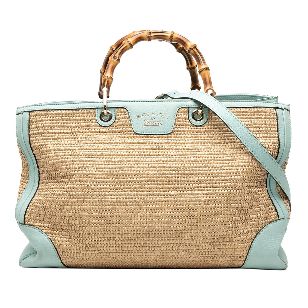 Gucci Large Raffia Bamboo Shopper Satchel