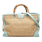 Gucci Large Raffia Bamboo Shopper Satchel