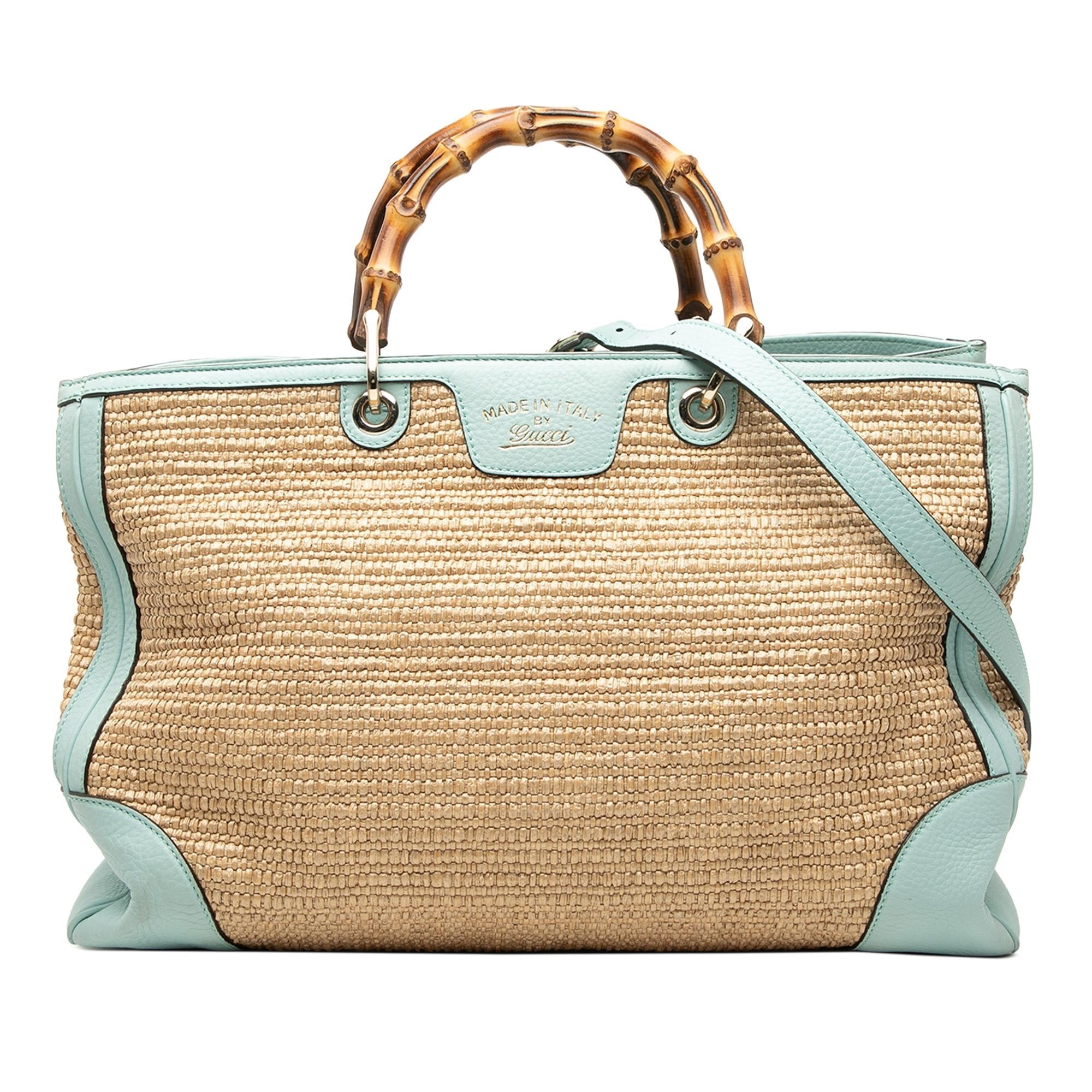 Gucci Large Raffia Bamboo Shopper Satchel