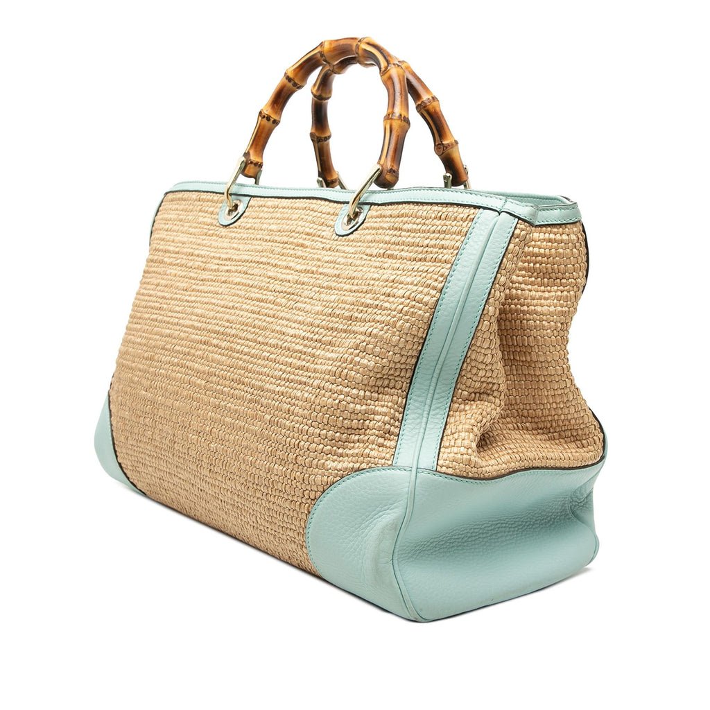 Gucci Large Raffia Bamboo Shopper Satchel