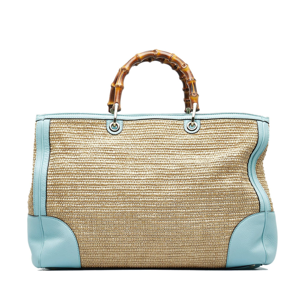 Gucci Large Raffia Bamboo Shopper (SHG-wkXCkH)