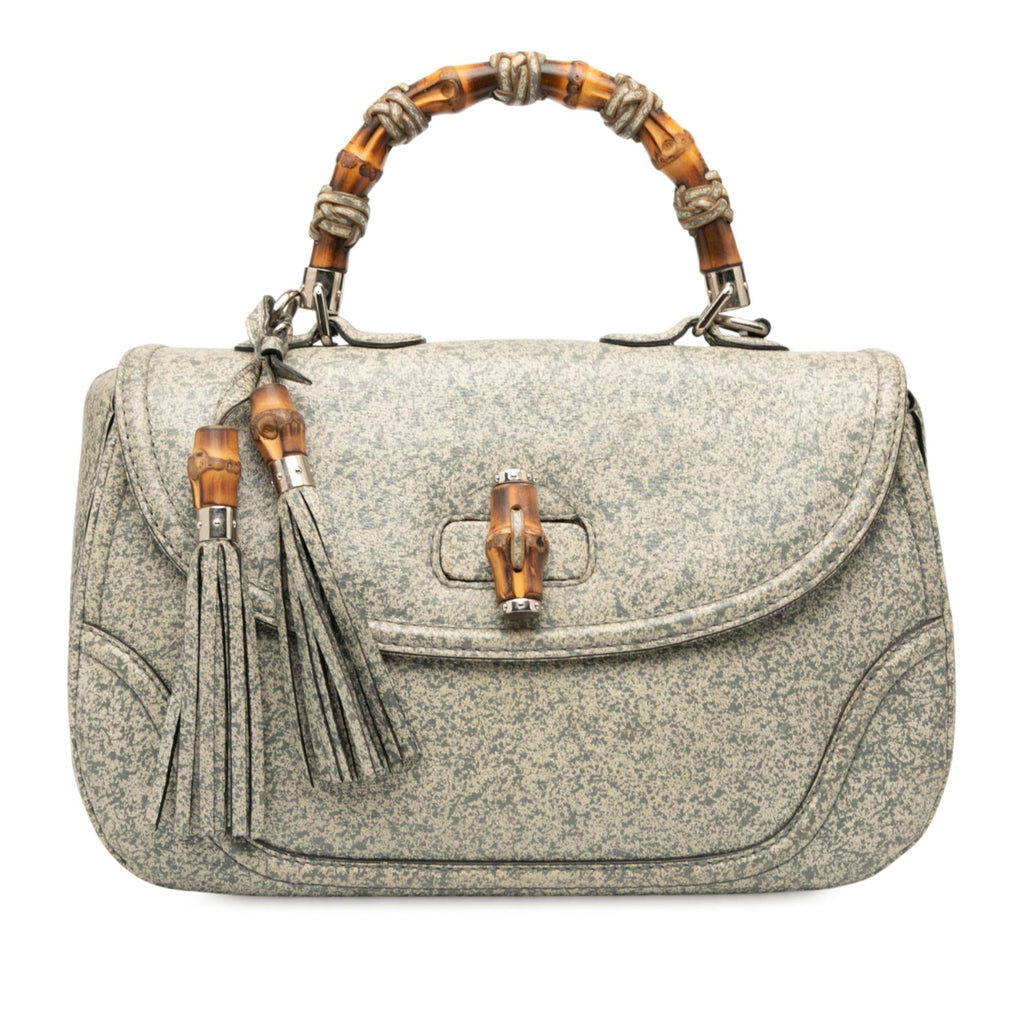 Gucci Large Speckled Leather New Bamboo Top Handle Bag