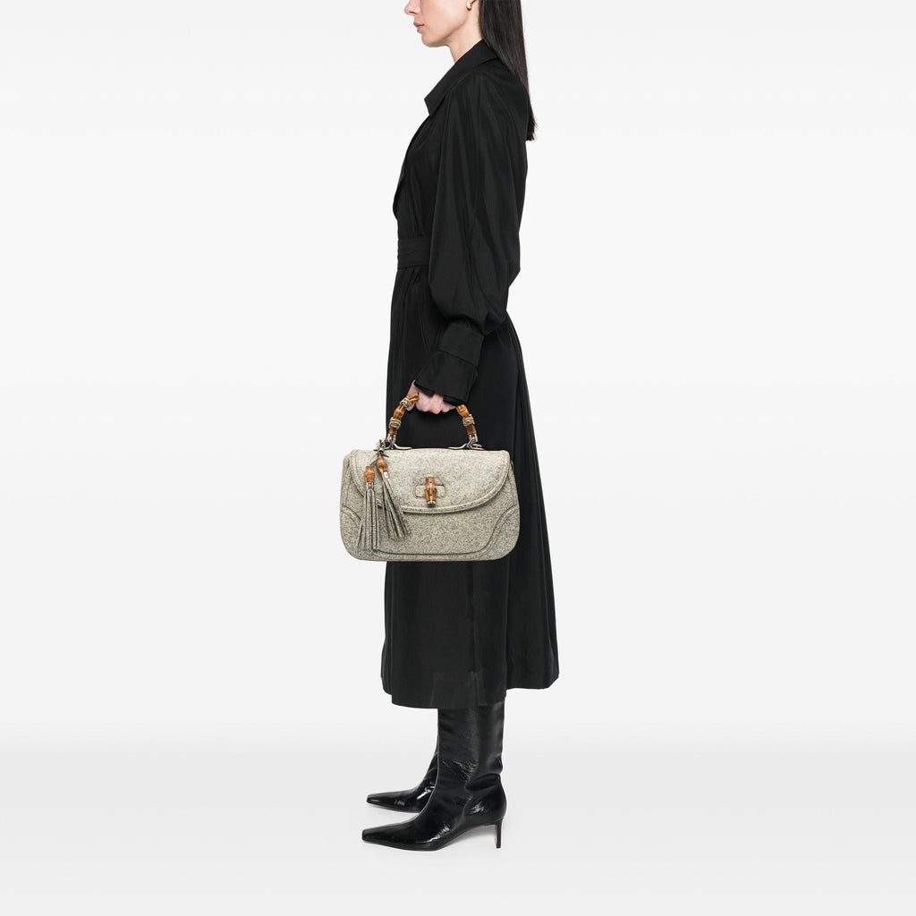 Gucci Large Speckled Leather New Bamboo Top Handle Bag