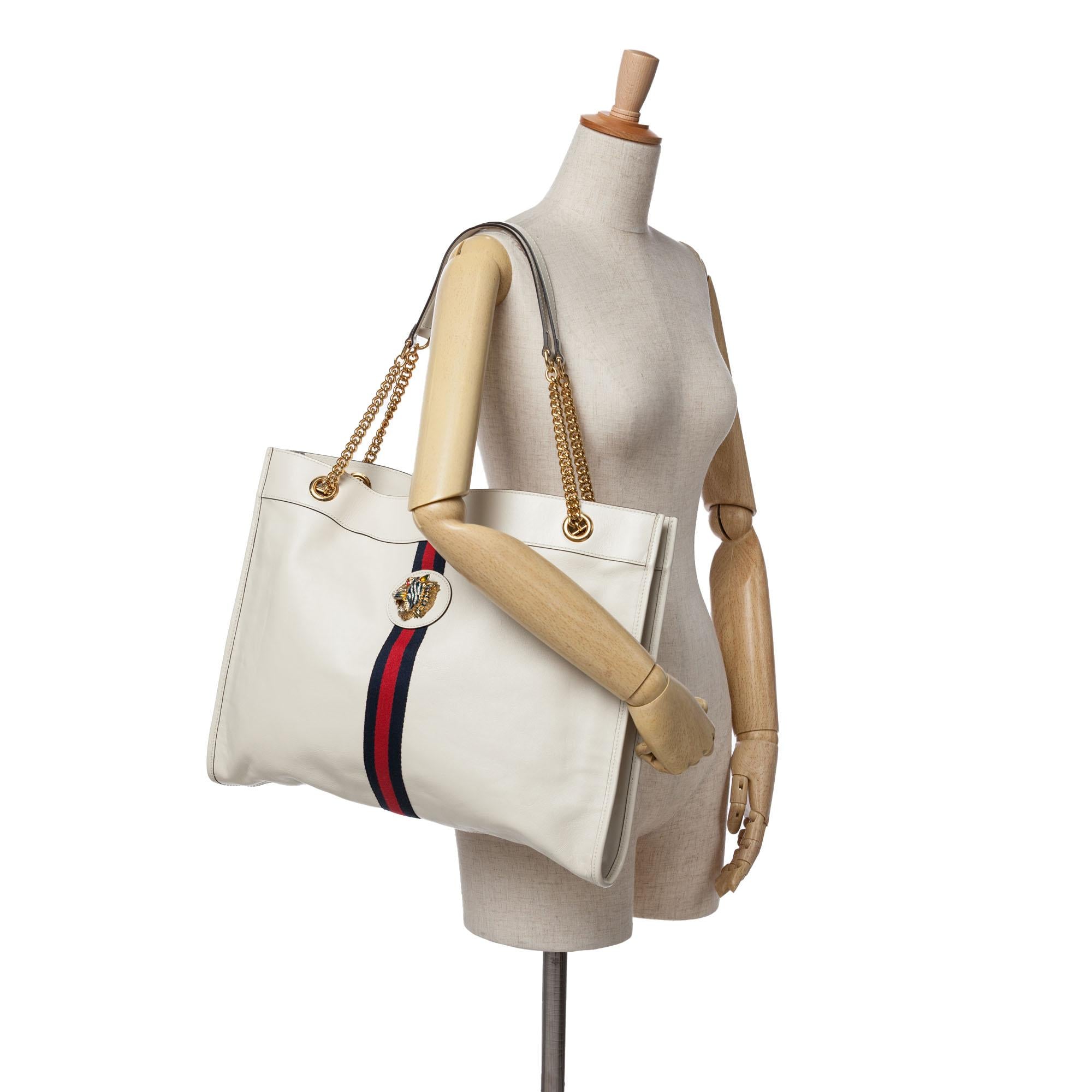 Gucci Large Web Leather Rajah Tote