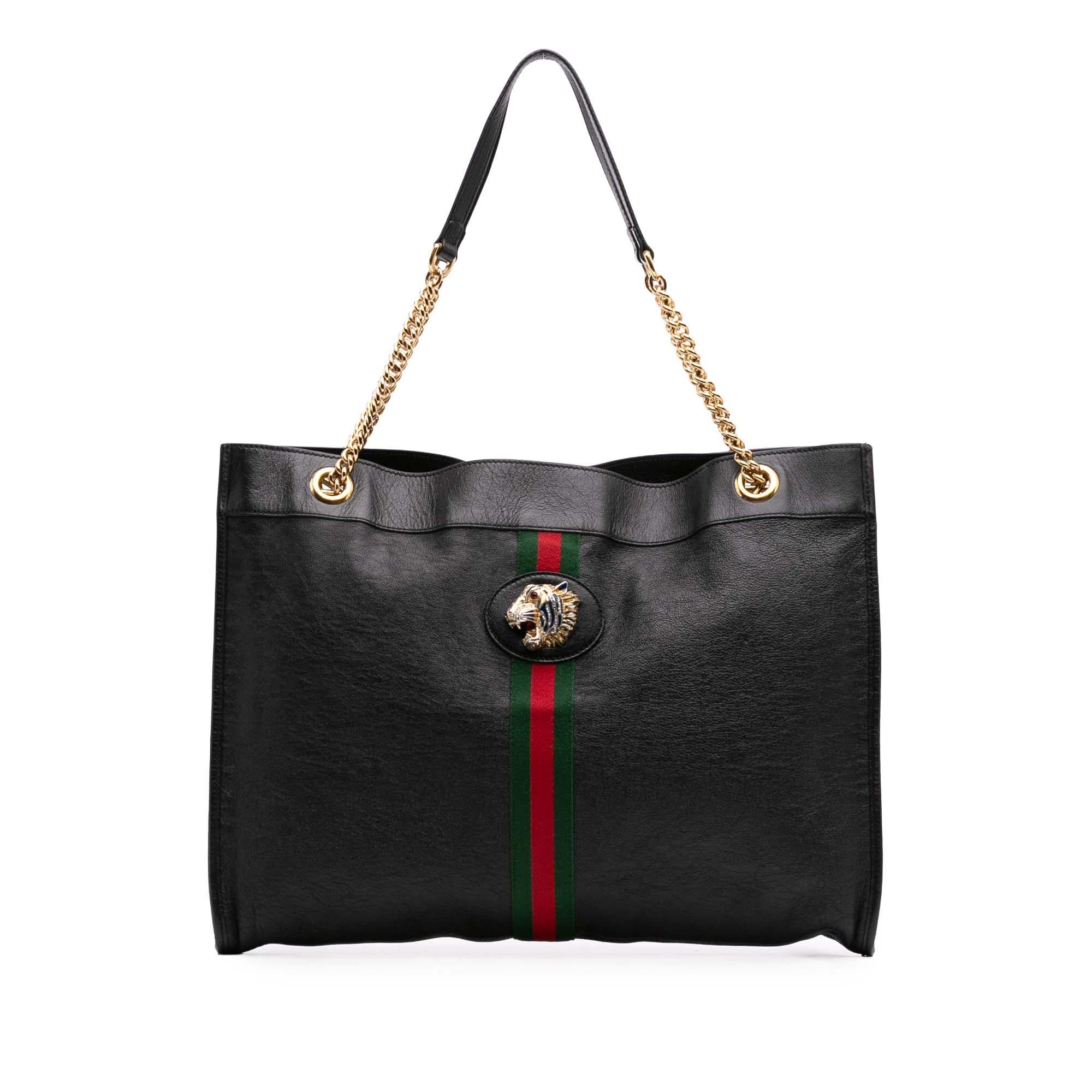 Gucci Large Web Leather Rajah Tote