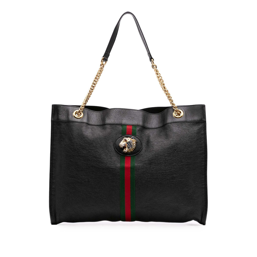Gucci Large Web Leather Rajah Tote