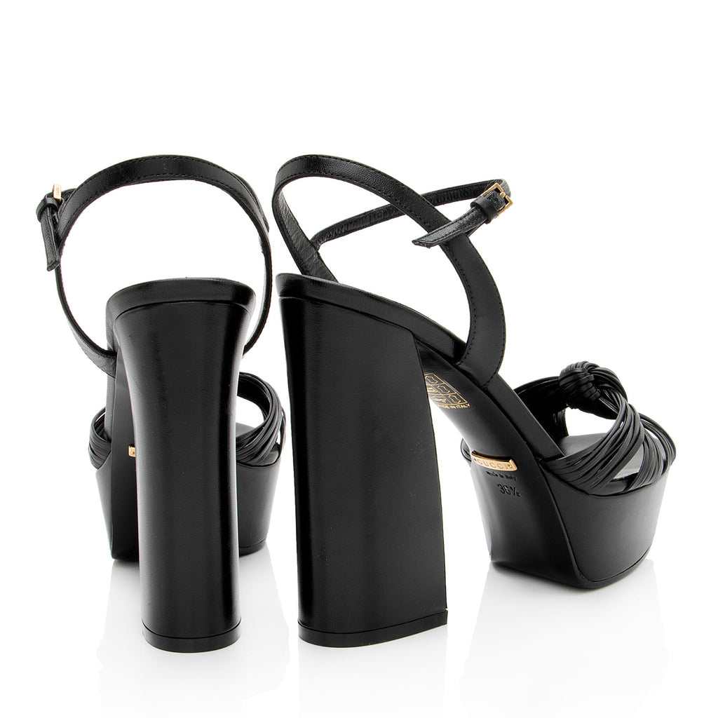 Gucci Leather Allie Knotted Platform Sandals - Size 6.5 / 36.5