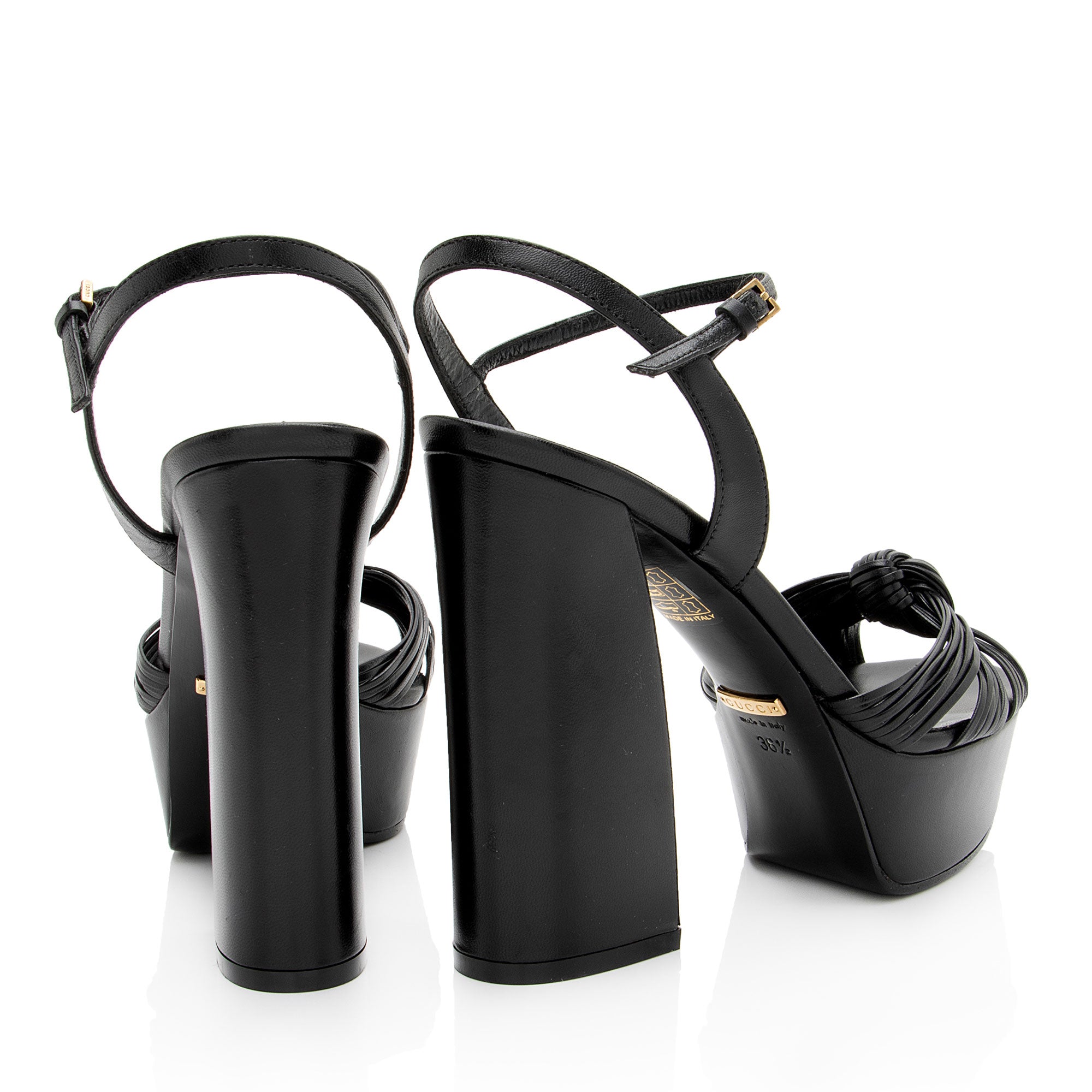 Gucci Leather Allie Knotted Platform Sandals - Size 6.5 / 36.5