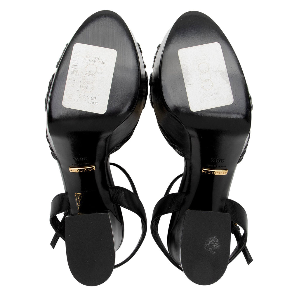 Gucci Leather Allie Knotted Platform Sandals - Size 6.5 / 36.5