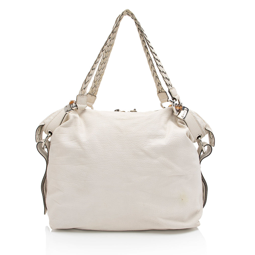 Gucci Leather Bamboo Bar Large Tote (SHF-e0XTfM)