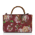 Gucci Leather Bamboo Blooms Medium Shopper Tote